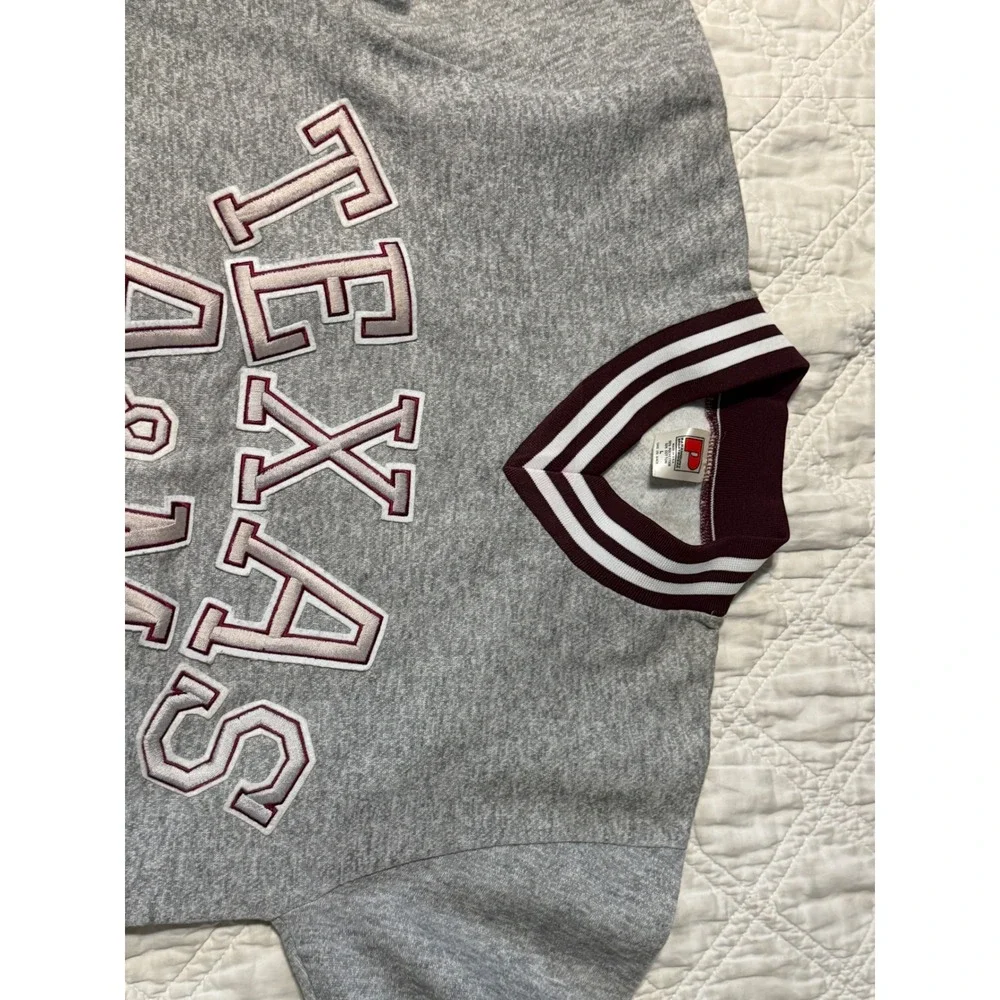 Paramount Texas A&M Sweatshirt Mens L Gray Vintage 90s V-Neck Pullover